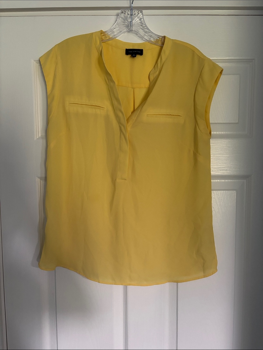 Worthington Yellow Split-Neck Cap Sleeve Blouse